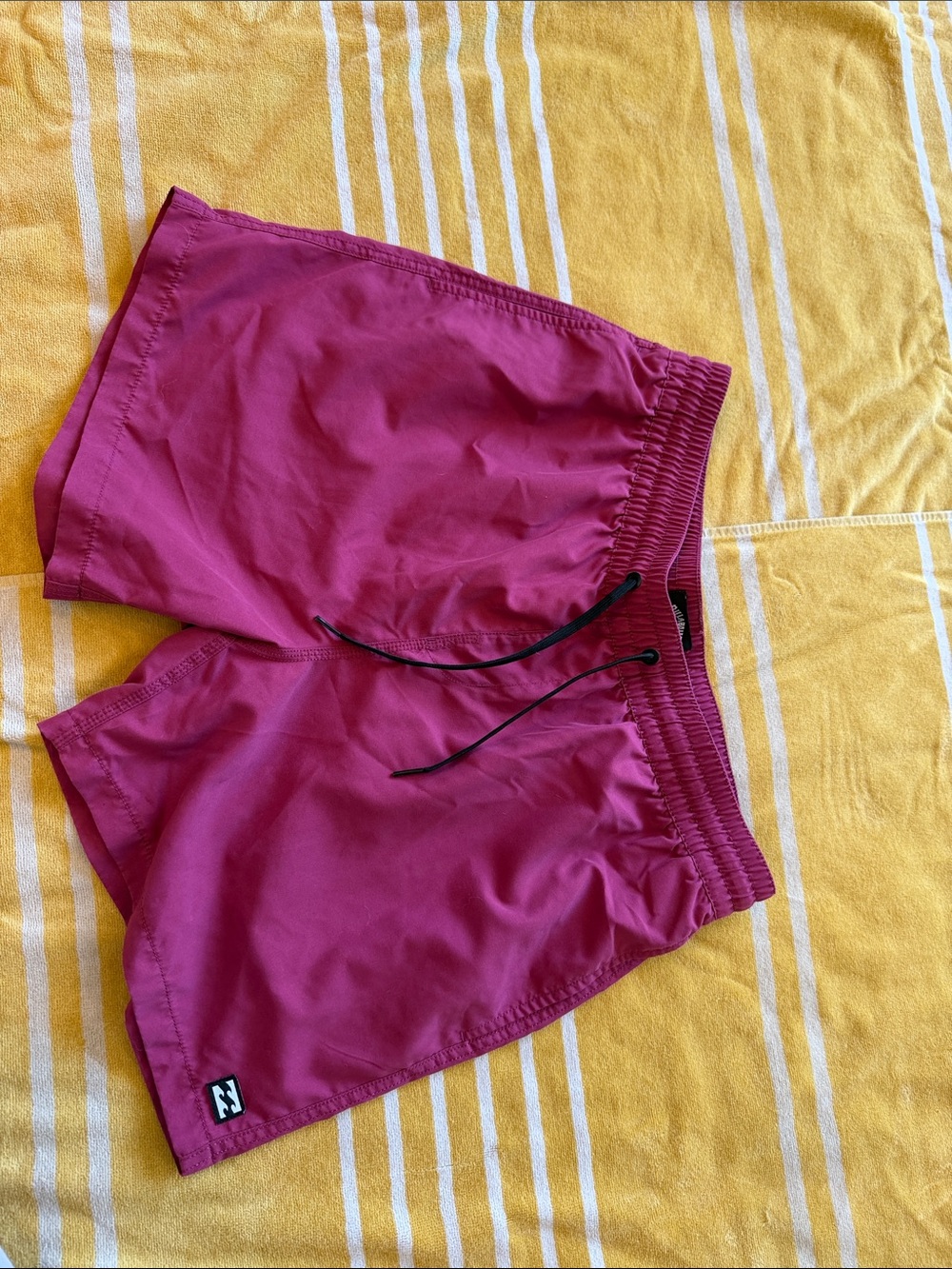 Quiksilver Men's Athletic Shorts in Magenta with Black Drawstring